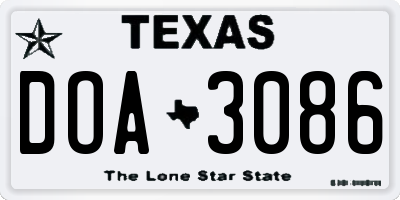 TX license plate DOA3086