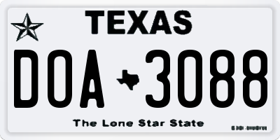 TX license plate DOA3088