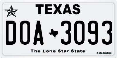 TX license plate DOA3093