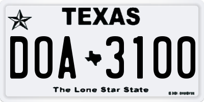 TX license plate DOA3100