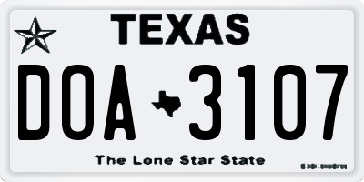 TX license plate DOA3107