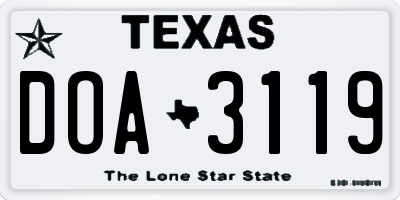 TX license plate DOA3119