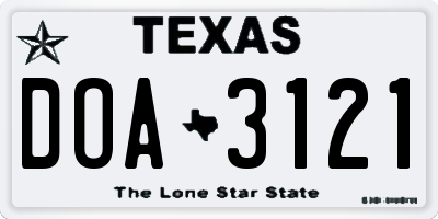 TX license plate DOA3121