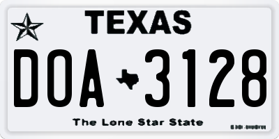 TX license plate DOA3128