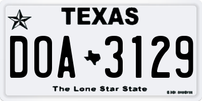 TX license plate DOA3129