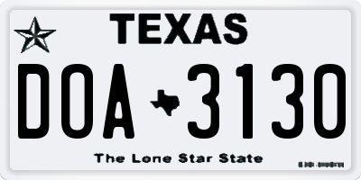 TX license plate DOA3130