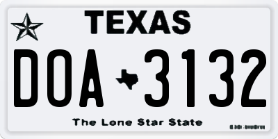 TX license plate DOA3132