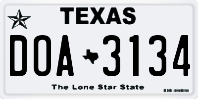 TX license plate DOA3134