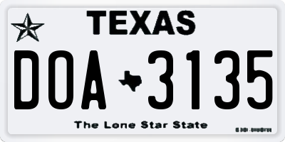 TX license plate DOA3135