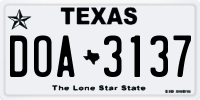 TX license plate DOA3137