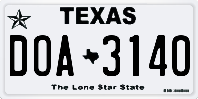 TX license plate DOA3140
