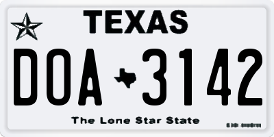TX license plate DOA3142
