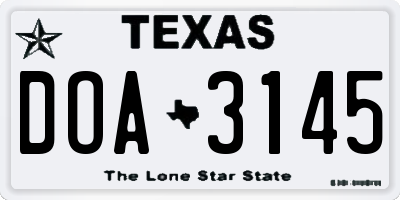 TX license plate DOA3145