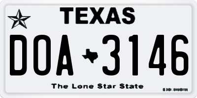 TX license plate DOA3146