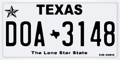 TX license plate DOA3148