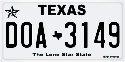 TX license plate DOA3149