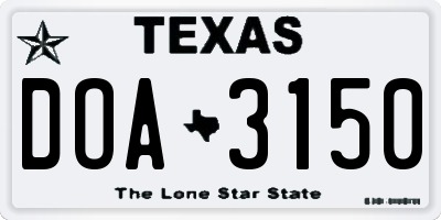 TX license plate DOA3150