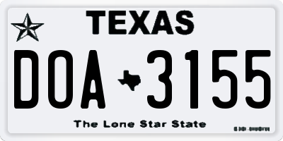 TX license plate DOA3155