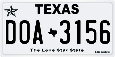 TX license plate DOA3156