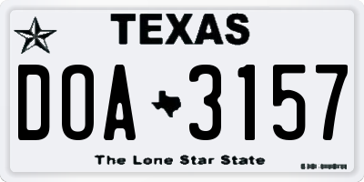 TX license plate DOA3157