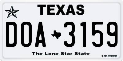 TX license plate DOA3159