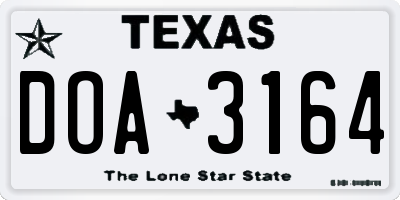 TX license plate DOA3164
