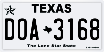 TX license plate DOA3168