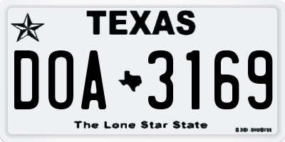 TX license plate DOA3169