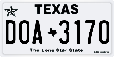 TX license plate DOA3170