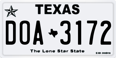 TX license plate DOA3172