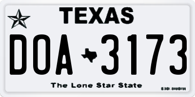 TX license plate DOA3173