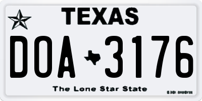 TX license plate DOA3176