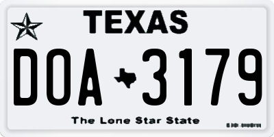 TX license plate DOA3179