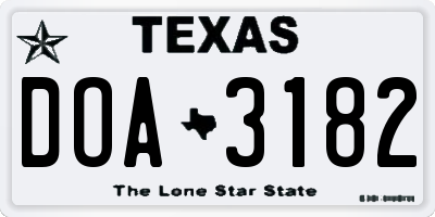 TX license plate DOA3182
