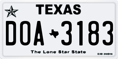 TX license plate DOA3183