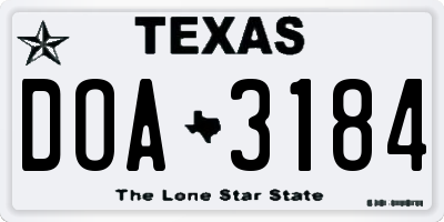 TX license plate DOA3184