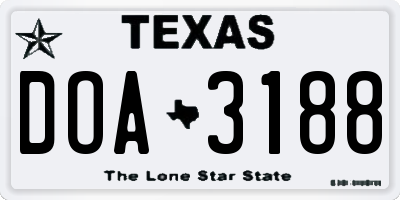 TX license plate DOA3188
