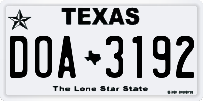 TX license plate DOA3192
