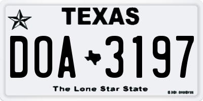 TX license plate DOA3197