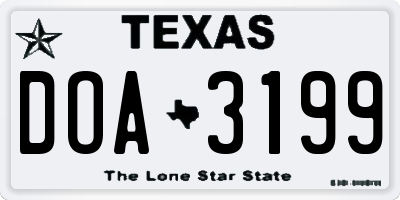 TX license plate DOA3199