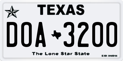 TX license plate DOA3200