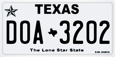 TX license plate DOA3202