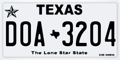 TX license plate DOA3204