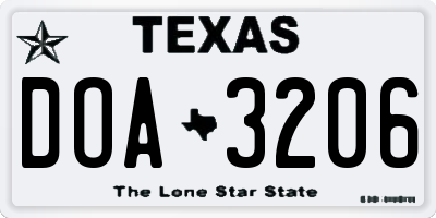 TX license plate DOA3206
