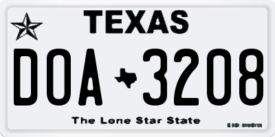 TX license plate DOA3208