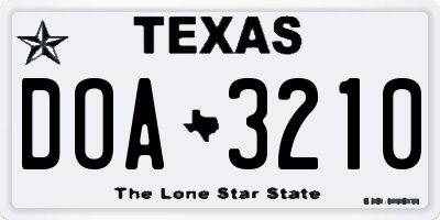 TX license plate DOA3210