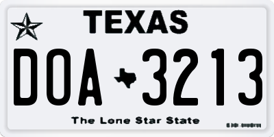 TX license plate DOA3213