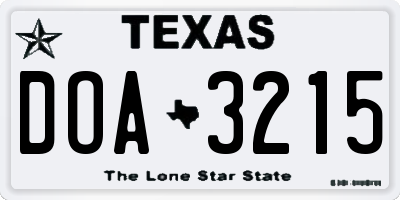 TX license plate DOA3215