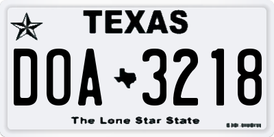 TX license plate DOA3218