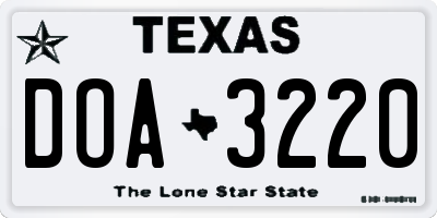 TX license plate DOA3220